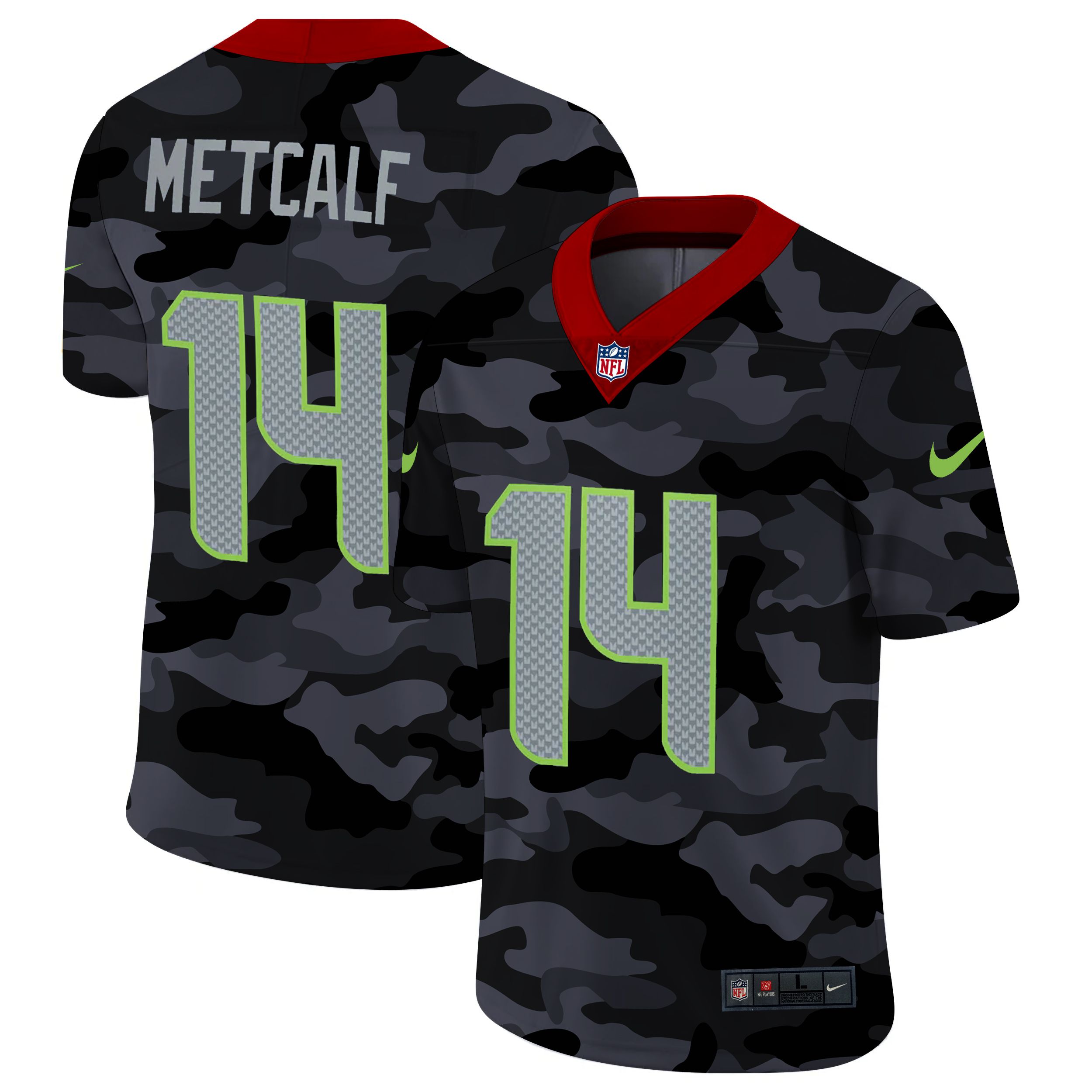 Men Seattle Seahawks #14 Metcalf 2020 Nike Camo Salute to Service Limited NFL Jerseys